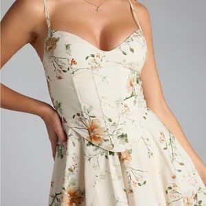 Floral cream corset Dress